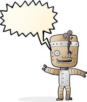 cartoon funny old robot with speech bubble vector