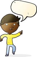 cartoon happy pointing with speech bubble vector