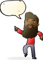 cartoon man with beard laughing and pointing with speech bubble vector