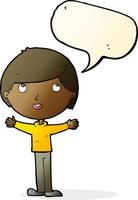 cartoon happy boy with speech bubble vector