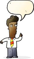 cartoon bored man asking question with speech bubble vector