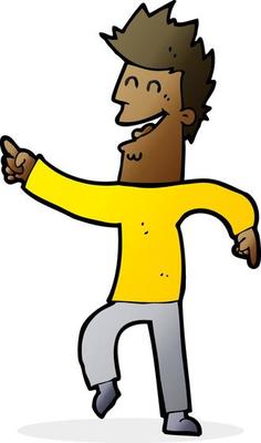 cartoon man pointing and laughing