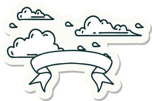 sticker of tattoo style floating clouds vector