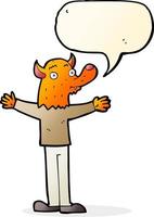 cartoon friendly fox person with speech bubble vector