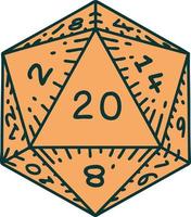 natural 20 D20 dice roll illustration vector