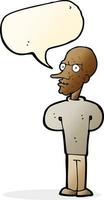 cartoon evil bald man with speech bubble vector