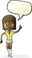 cartoon woman making point with speech bubble vector