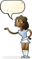 cartoon waitress serving with speech bubble vector