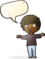 cartoon worried boy with speech bubble vector