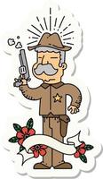 pegatina del sheriff del salvaje oeste estilo tatuaje vector