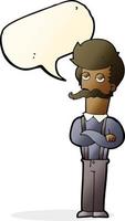 cartoon man with mustache with speech bubble vector