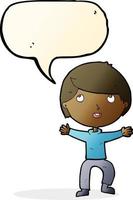 cartoon happy boy with speech bubble vector