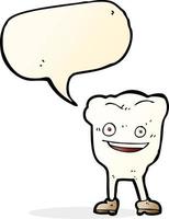 cartoon happy tooth character with speech bubble vector