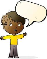 cartoon boy with growth on head with speech bubble vector