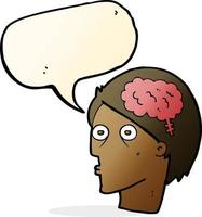 cartoon head with brain symbol with speech bubble vector