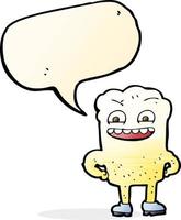 cartoon happy tooth with speech bubble vector