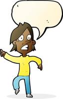 cartoon worried man pointing with speech bubble vector