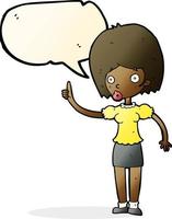 cartoon woman with idea with speech bubble vector