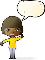 cartoon woman with idea with speech bubble vector