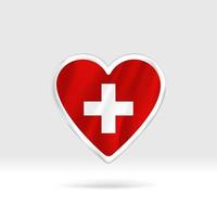 Heart from Switzerland flag. Silver button heart and flag template. Easy editing and vector in groups. National flag vector illustration on white background.