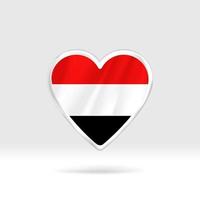 Heart from Yemen flag. Silver button heart and flag template. Easy editing and vector in groups. National flag vector illustration on white background.