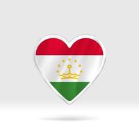 Heart from Tajikistan flag. Silver button heart and flag template. Easy editing and vector in groups. National flag vector illustration on white background.