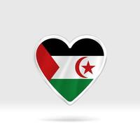 Heart from Western Sahara flag. Silver button heart and flag template. Easy editing and vector in groups. National flag vector illustration on white background.