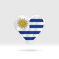 Heart from Uruguay flag. Silver button heart and flag template. Easy editing and vector in groups. National flag vector illustration on white background.