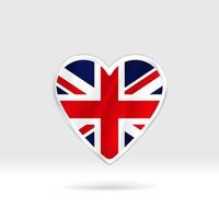 Heart from United Kingdom flag. Silver button heart and flag template. Easy editing and vector in groups. National flag vector illustration on white background.