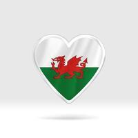 Heart from Wales flag. Silver button heart and flag template. Easy editing and vector in groups. National flag vector illustration on white background.