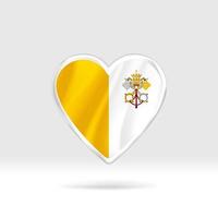 corazón de la bandera de la ciudad del vaticano. corazón de botón plateado y plantilla de bandera. fácil edición y vector en grupos. Ilustración de vector de bandera nacional sobre fondo blanco.