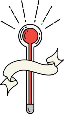 scroll banner with tattoo style glass thermometer