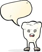 cartoon tooth looking afraid with speech bubble vector