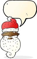 cartoon grim santa face with speech bubble vector