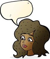 cartoon woman looking concerned with speech bubble vector