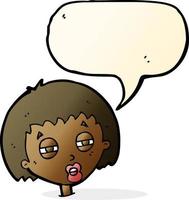 cartoon woman narrowing eyes with speech bubble vector