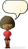 cartoon woman waiting patiently with speech bubble vector