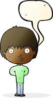 cartoon whistling boy with speech bubble vector