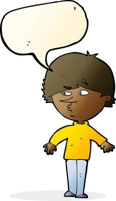 cartoon suspicious man looking over shoulder with speech bubble