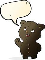 cartoon cute black bear cub with speech bubble vector