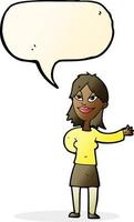 cartoon woman gesturing to show something with speech bubble vector