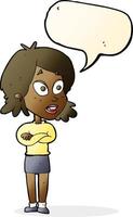 cartoon surprised woman with speech bubble vector