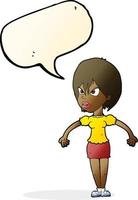 cartoon annoyed woman with speech bubble vector