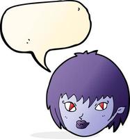 cartoon vampire girl face with speech bubble vector