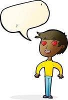 cartoon man in love with speech bubble vector