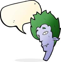 cartoon vampire head with speech bubble vector