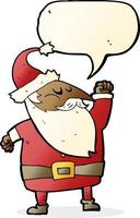 cartoon santa claus punching air with speech bubble vector