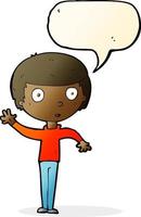 cartoon waving boy with speech bubble vector