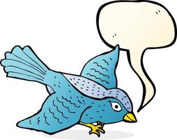 cartoon flying bird with speech bubble vector