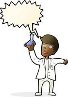 cartoon happy scientist with speech bubble vector